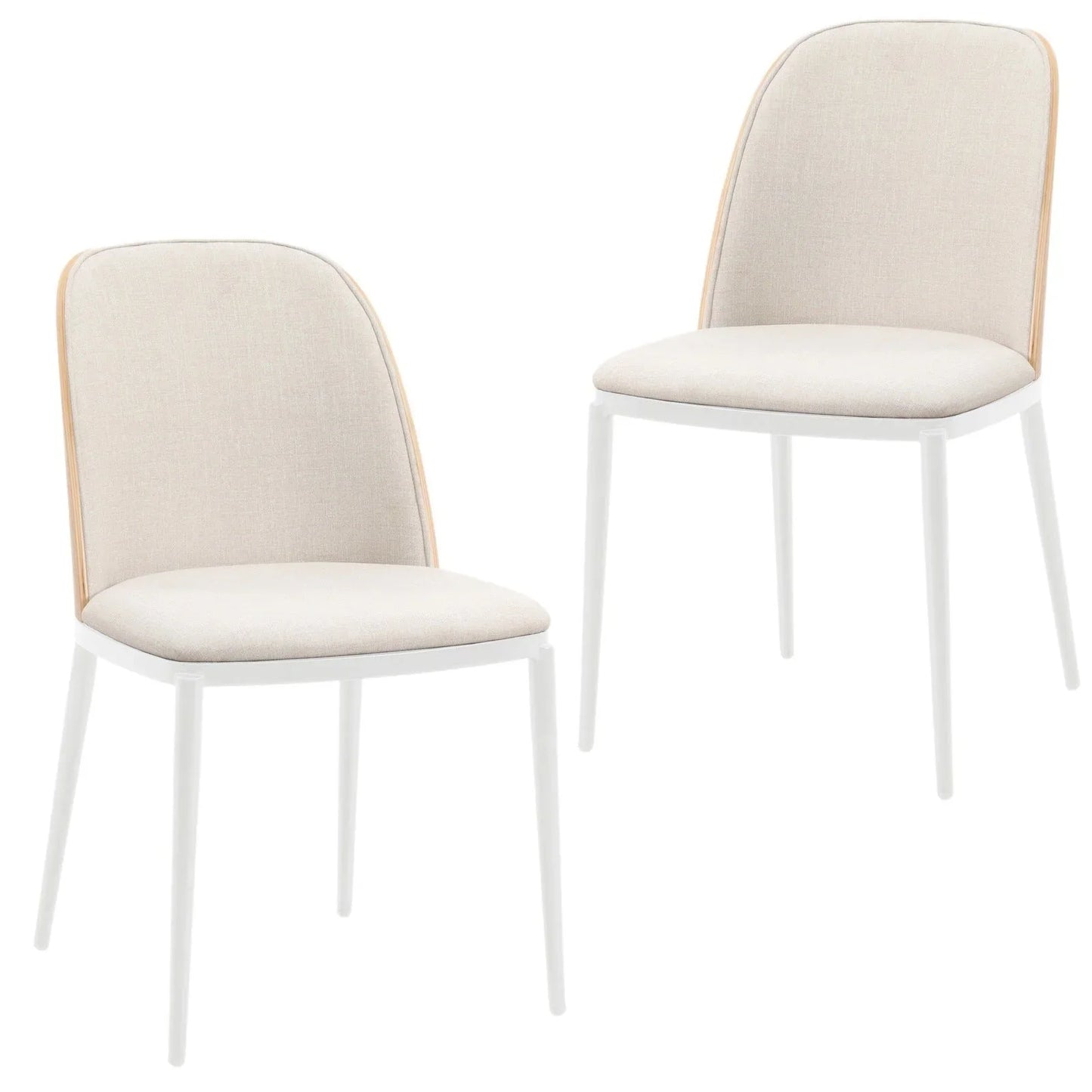 Tule Modern Dining Side Chair with Upholstered Seat and White Powder-Coated Steel Frame, Set of 2 - Elax Furniture