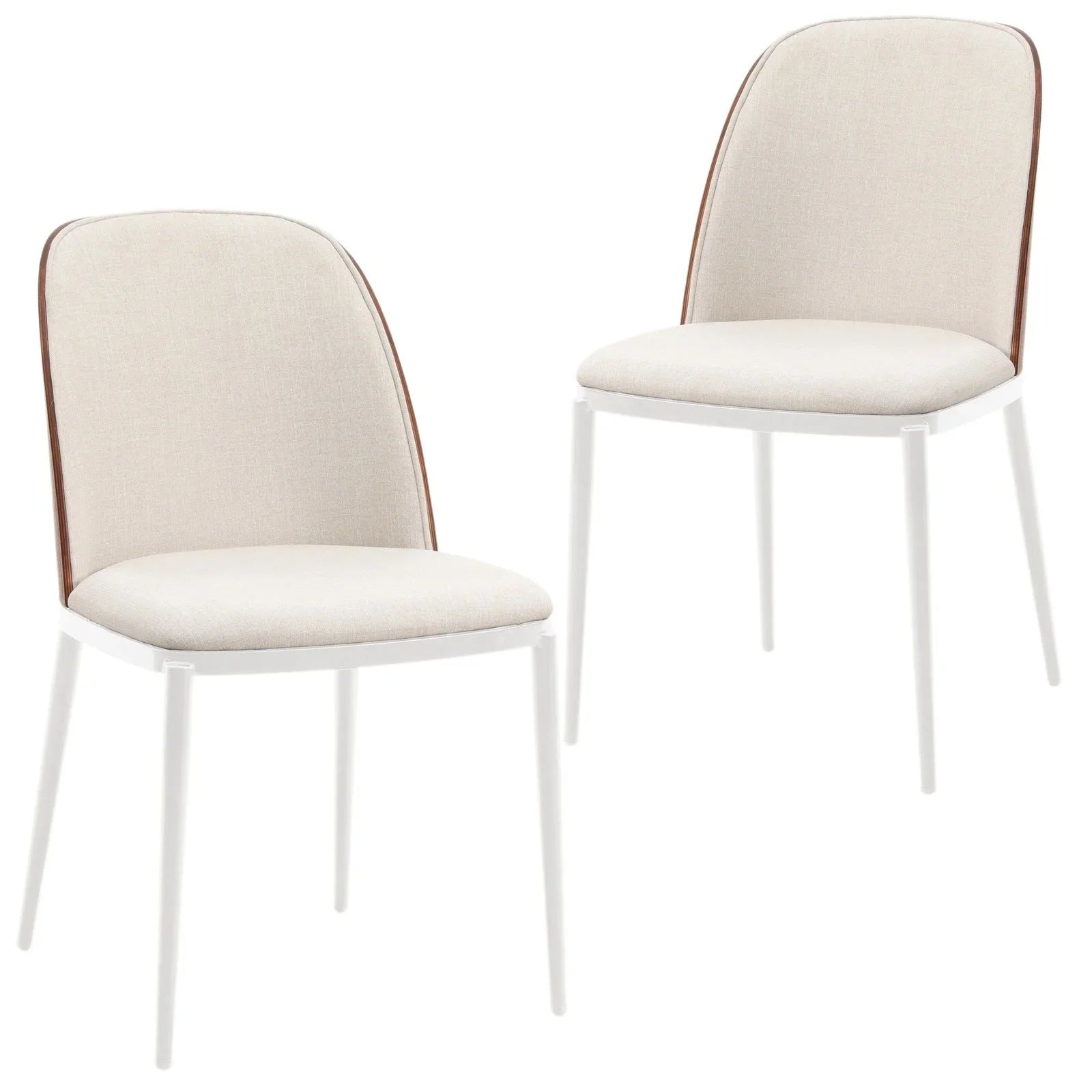 Tule Modern Dining Side Chair with Upholstered Seat and White Powder-Coated Steel Frame, Set of 2 - Elax Furniture