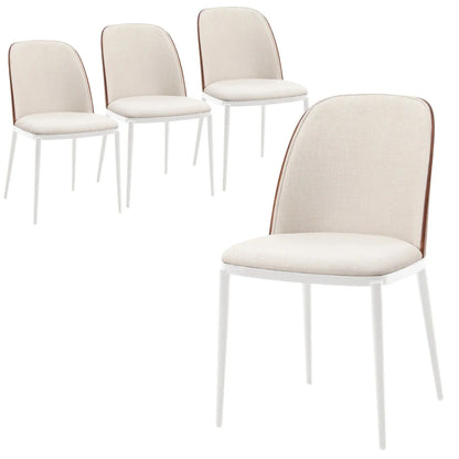 Tule Modern Dining Side Chair with Upholstered Seat and White Powder-Coated Steel Frame, Set of 4 - Elax Furniture