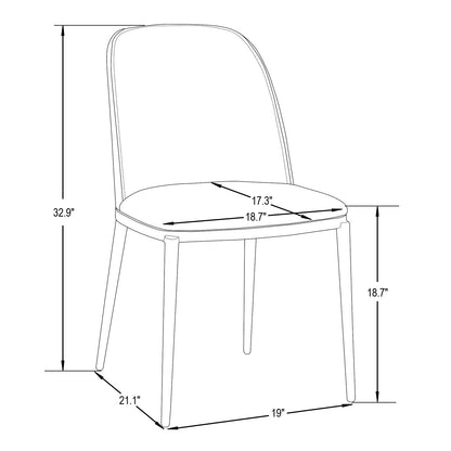 Tule Modern Dining Side Chair with Upholstered Seat and White Powder-Coated Steel Frame, Set of 4 - Elax Furniture