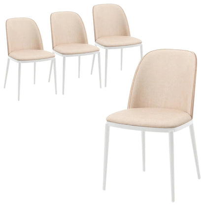 Tule Modern Dining Side Chair with Upholstered Seat and White Powder-Coated Steel Frame, Set of 4 - Elax Furniture