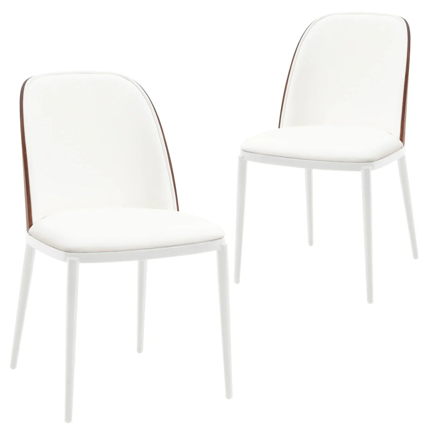 Tule Modern Dining Side Chair with Upholstered Seat and White Powder-Coated Steel Frame, Set of 2 - Elax Furniture