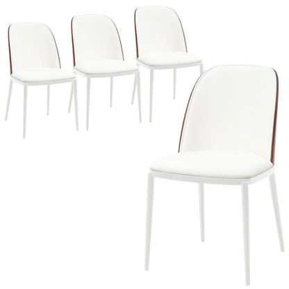 Tule Modern Dining Side Chair with Upholstered Seat and White Powder-Coated Steel Frame, Set of 4 - Elax Furniture