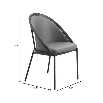 Urbane Dining Chair with Vinyl Fabric Seat and Wicker/Vinyl Backrest in Black Stainless Steel - Elax Furniture