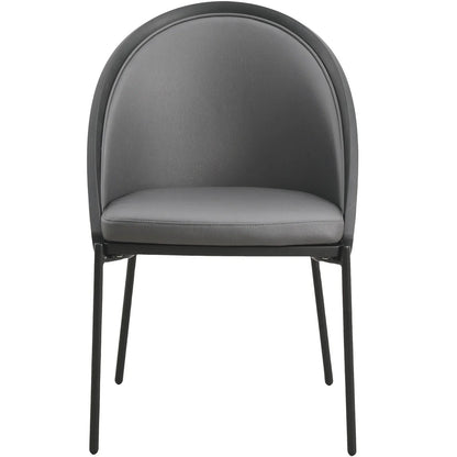 Urbane Dining Chair with Vinyl Fabric Seat and Wicker/Vinyl Backrest in Black Stainless Steel - Elax Furniture