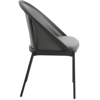 Urbane Dining Chair with Vinyl Fabric Seat and Wicker/Vinyl Backrest in Black Stainless Steel - Elax Furniture