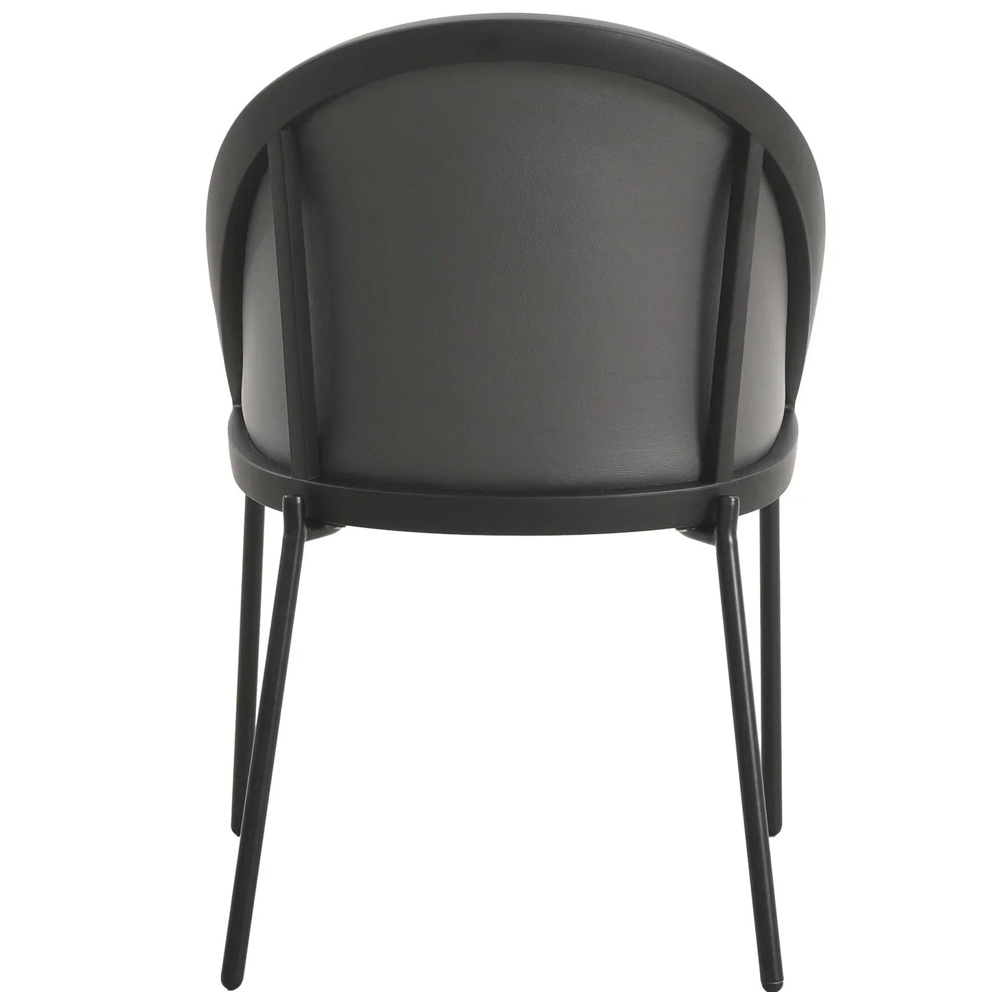 Urbane Dining Chair with Vinyl Fabric Seat and Wicker/Vinyl Backrest in Black Stainless Steel - Elax Furniture