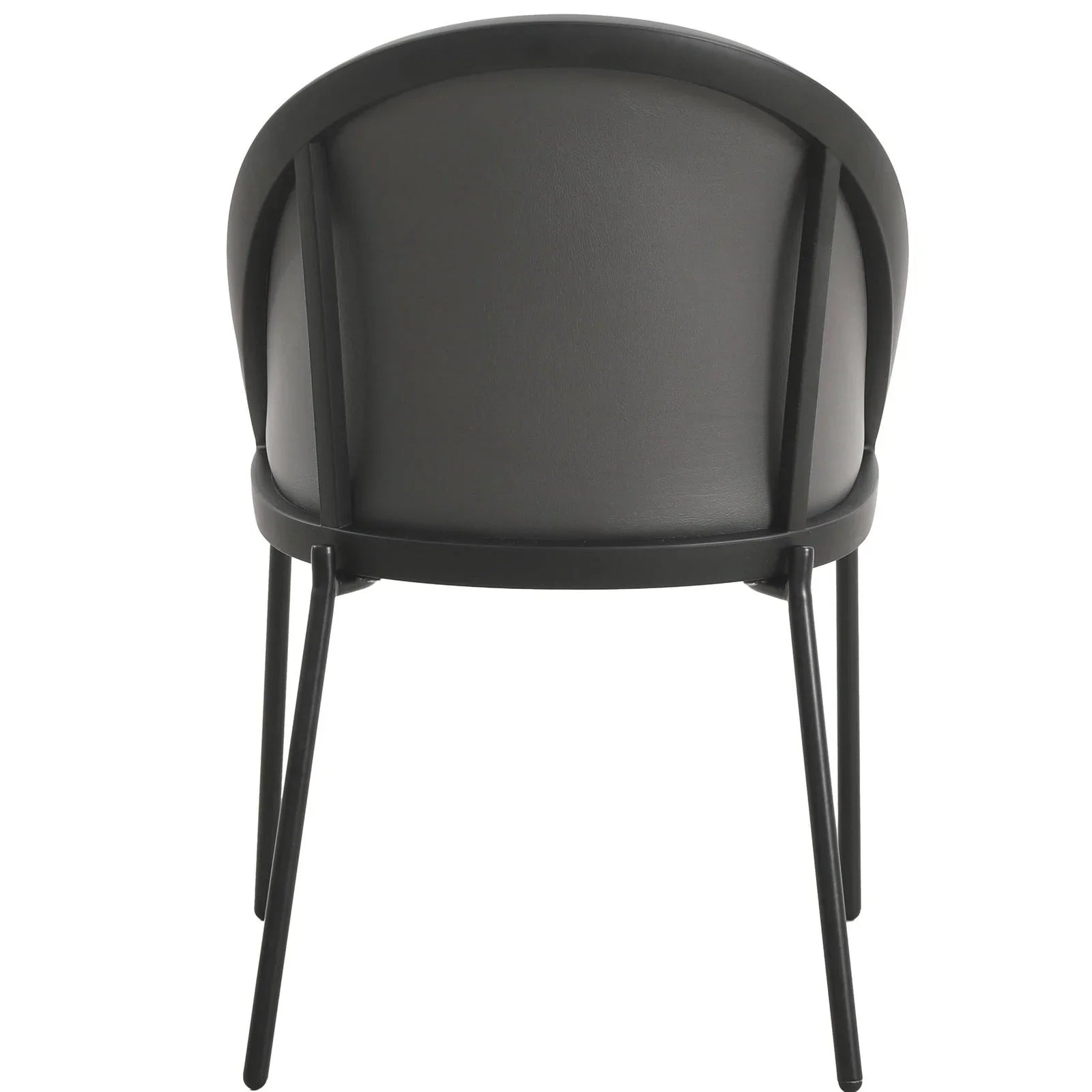 Urbane Dining Chair with Vinyl Fabric Seat and Wicker/Vinyl Backrest in Black Stainless Steel - Elax Furniture