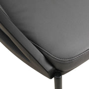Urbane Dining Chair with Vinyl Fabric Seat and Wicker/Vinyl Backrest in Black Stainless Steel - Elax Furniture