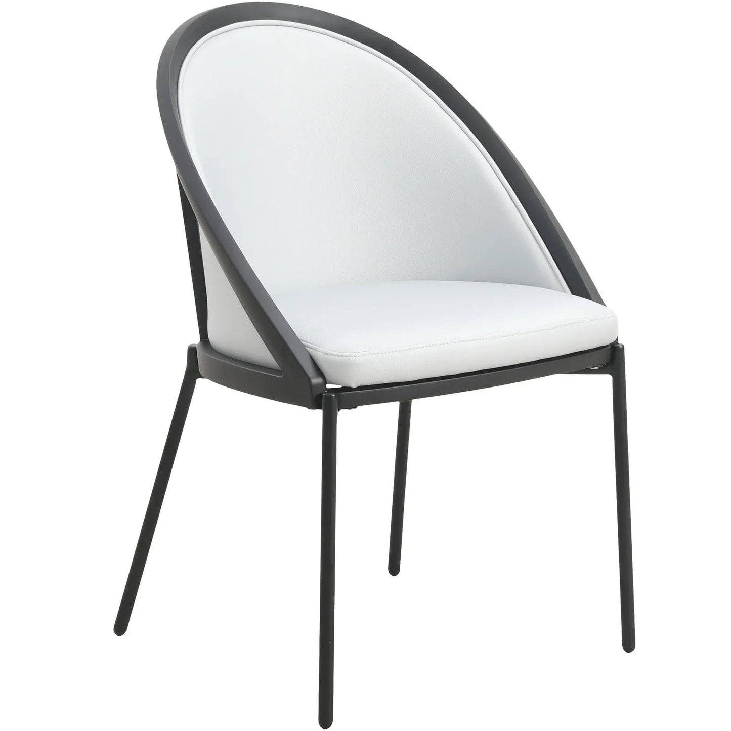 Urbane Dining Chair with Vinyl Fabric Seat and Wicker/Vinyl Backrest in Black Stainless Steel - Elax Furniture