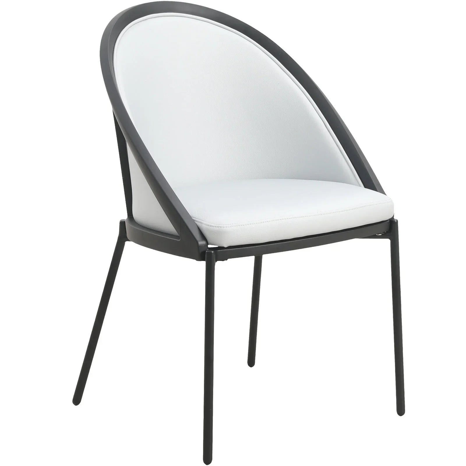 Urbane Dining Chair with Vinyl Fabric Seat and Wicker/Vinyl Backrest in Black Stainless Steel - Elax Furniture