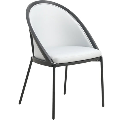 Urbane Dining Chair with Vinyl Fabric Seat and Wicker/Vinyl Backrest in Black Stainless Steel - Elax Furniture