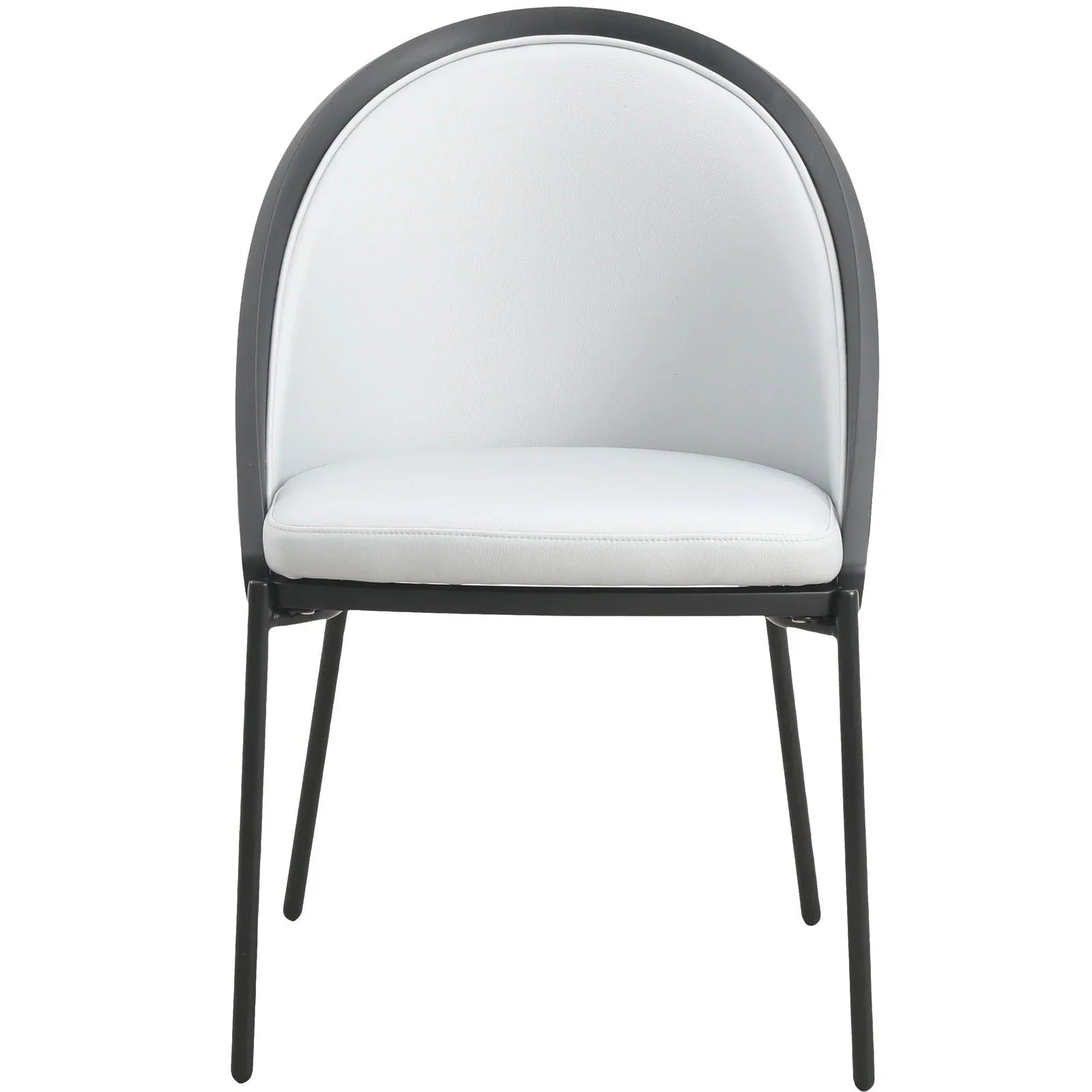 Urbane Dining Chair with Vinyl Fabric Seat and Wicker/Vinyl Backrest in Black Stainless Steel - Elax Furniture