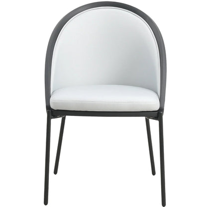 Urbane Dining Chair with Vinyl Fabric Seat and Wicker/Vinyl Backrest in Black Stainless Steel - Elax Furniture