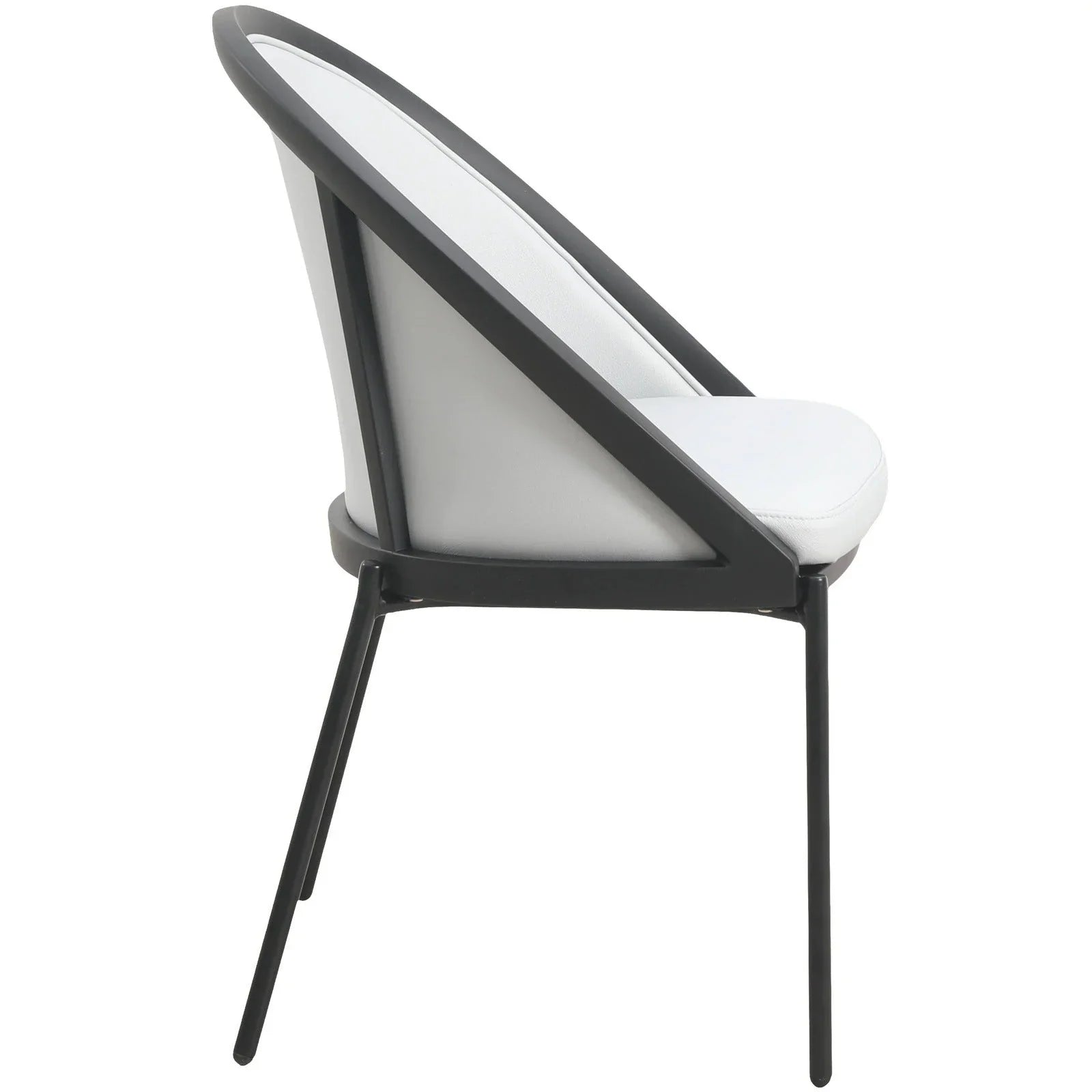 Urbane Dining Chair with Vinyl Fabric Seat and Wicker/Vinyl Backrest in Black Stainless Steel - Elax Furniture