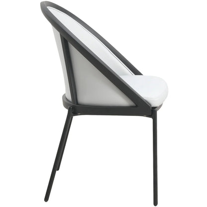 Urbane Dining Chair with Vinyl Fabric Seat and Wicker/Vinyl Backrest in Black Stainless Steel - Elax Furniture