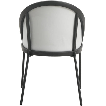 Urbane Dining Chair with Vinyl Fabric Seat and Wicker/Vinyl Backrest in Black Stainless Steel - Elax Furniture