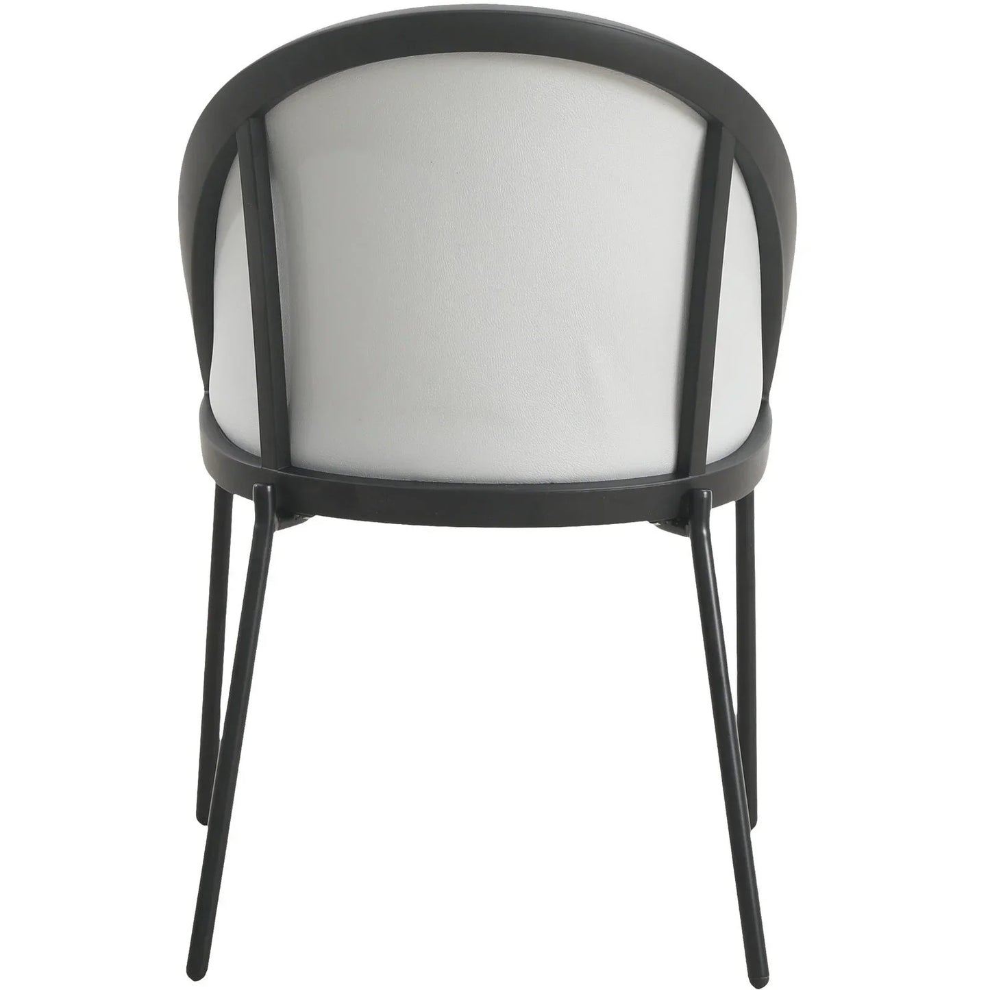Urbane Dining Chair with Vinyl Fabric Seat and Wicker/Vinyl Backrest in Black Stainless Steel - Elax Furniture