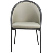 Urbane Dining Chair with Vinyl Fabric Seat and Wicker/Vinyl Backrest in Black Stainless Steel - Elax Furniture