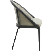 Urbane Dining Chair with Vinyl Fabric Seat and Wicker/Vinyl Backrest in Black Stainless Steel - Elax Furniture