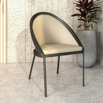 Urbane Dining Chair in Vinyl Fabric with Curved Back and Stainless Steel Legs Set of 4 - Elax Furniture