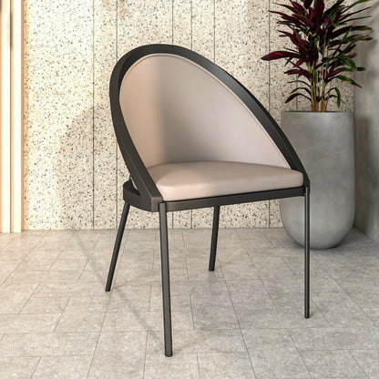 Urbane Dining Chair with Vinyl Fabric Seat and Wicker/Vinyl Backrest in Black Stainless Steel - Elax Furniture