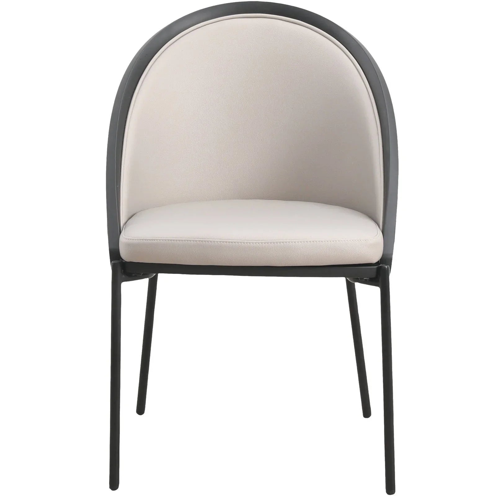 Urbane Dining Chair with Vinyl Fabric Seat and Wicker/Vinyl Backrest in Black Stainless Steel - Elax Furniture