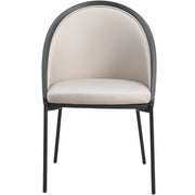 Urbane Dining Chair with Vinyl Fabric Seat and Wicker/Vinyl Backrest in Black Stainless Steel - Elax Furniture