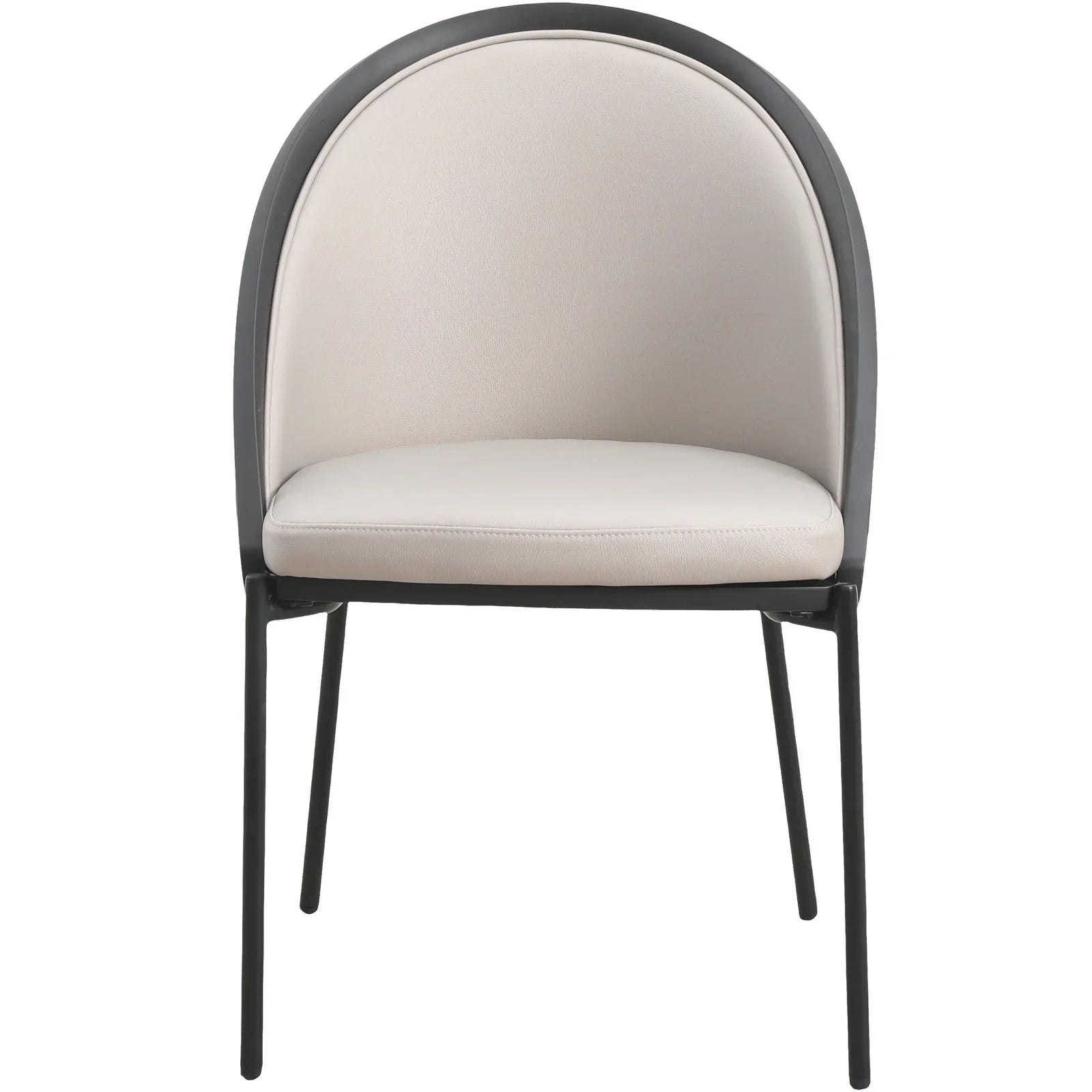 Urbane Dining Chair with Vinyl Fabric Seat and Wicker/Vinyl Backrest in Black Stainless Steel - Elax Furniture