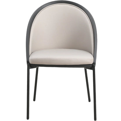 Urbane Dining Chair with Vinyl Fabric Seat and Wicker/Vinyl Backrest in Black Stainless Steel - Elax Furniture