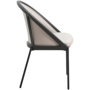 Urbane Dining Chair with Vinyl Fabric Seat and Wicker/Vinyl Backrest in Black Stainless Steel - Elax Furniture
