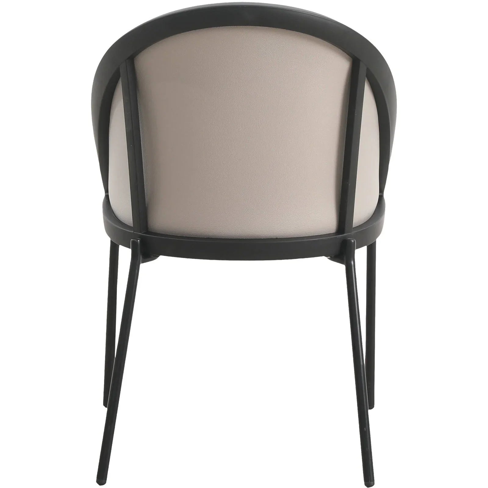 Urbane Dining Chair with Vinyl Fabric Seat and Wicker/Vinyl Backrest in Black Stainless Steel - Elax Furniture