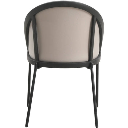 Urbane Dining Chair with Vinyl Fabric Seat and Wicker/Vinyl Backrest in Black Stainless Steel - Elax Furniture