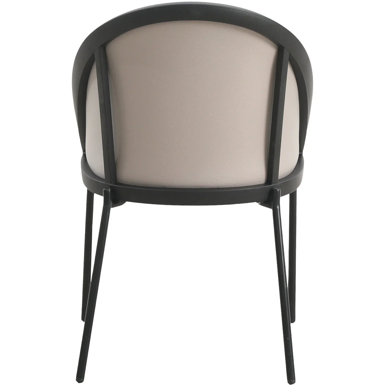 Urbane Dining Chair with Vinyl Fabric Seat and Wicker/Vinyl Backrest in Black Stainless Steel - Elax Furniture