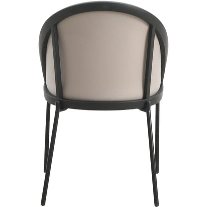 Urbane Dining Chair with Vinyl Fabric Seat and Wicker/Vinyl Backrest in Black Stainless Steel - Elax Furniture