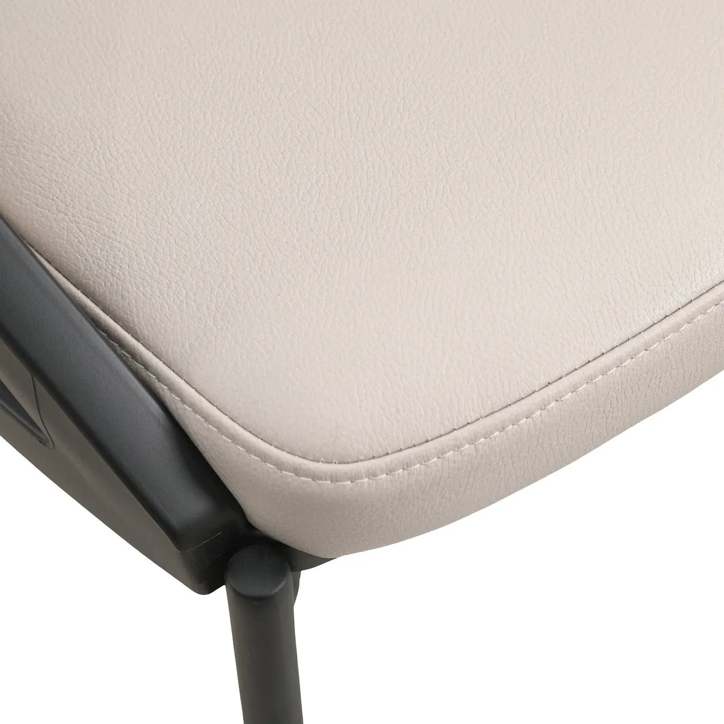 Urbane Dining Chair with Vinyl Fabric Seat and Wicker/Vinyl Backrest in Black Stainless Steel - Elax Furniture