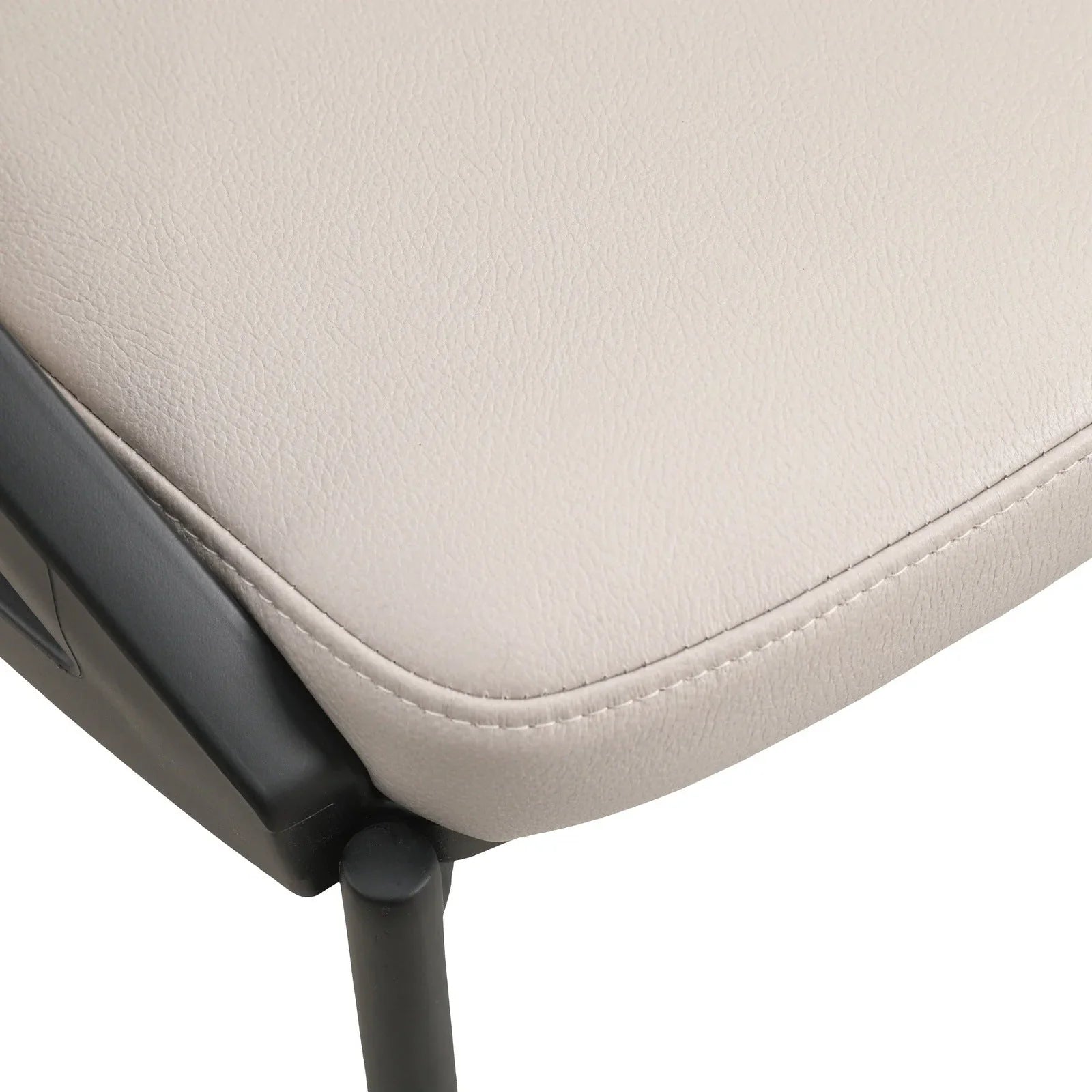 Urbane Dining Chair with Vinyl Fabric Seat and Wicker/Vinyl Backrest in Black Stainless Steel - Elax Furniture