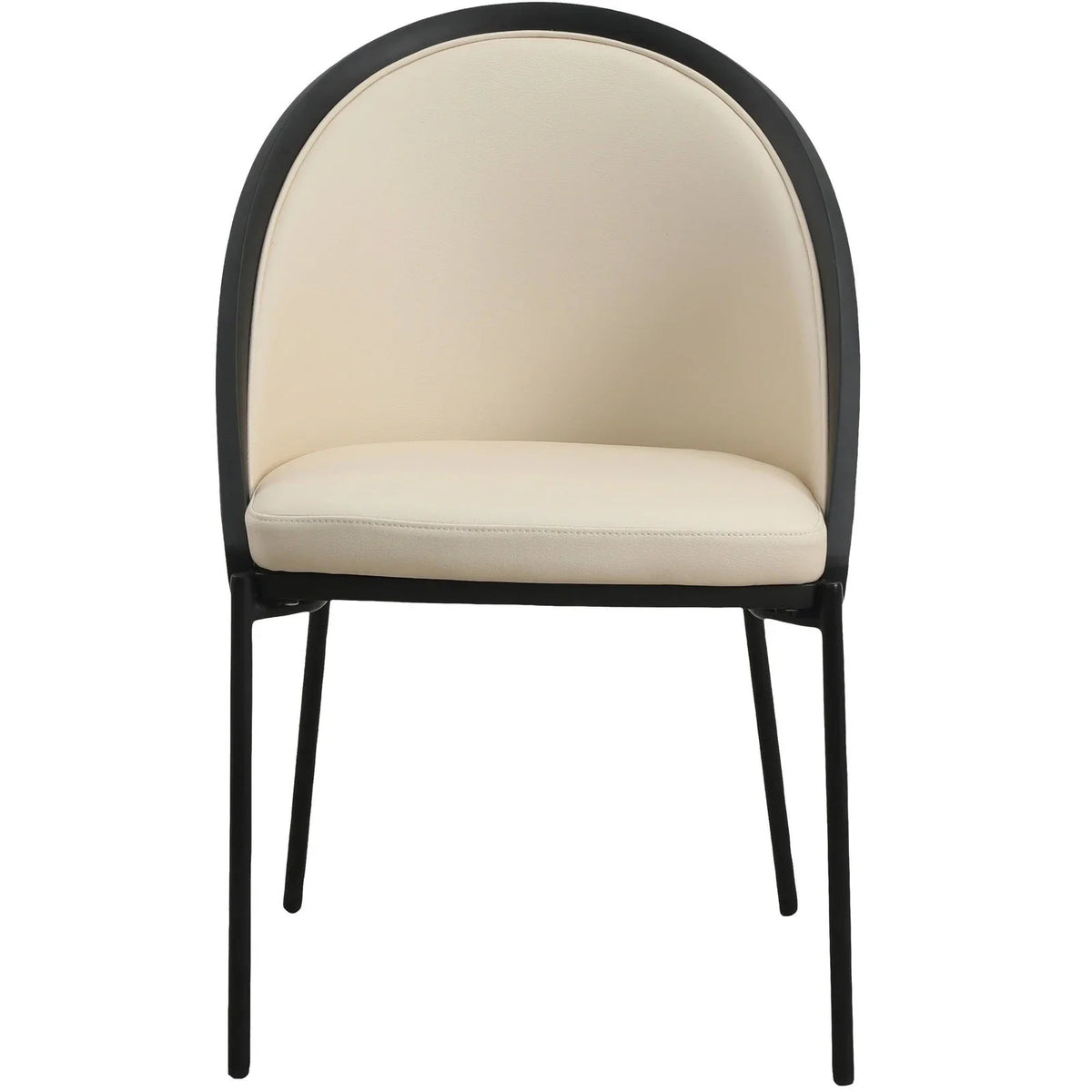 Urbane Dining Chair with Vinyl Fabric Seat and Wicker/Vinyl Backrest in Black Stainless Steel - Elax Furniture