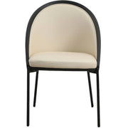 Urbane Dining Chair with Vinyl Fabric Seat and Wicker/Vinyl Backrest in Black Stainless Steel - Elax Furniture
