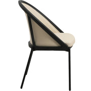 Urbane Dining Chair with Vinyl Fabric Seat and Wicker/Vinyl Backrest in Black Stainless Steel - Elax Furniture