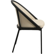 Urbane Dining Chair with Vinyl Fabric Seat and Wicker/Vinyl Backrest in Black Stainless Steel - Elax Furniture