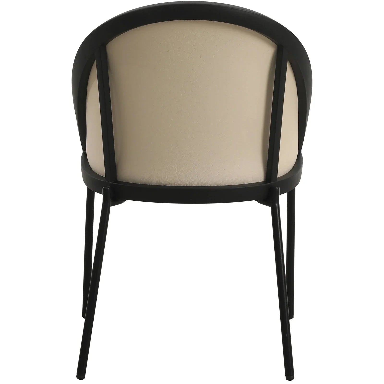 Urbane Dining Chair with Vinyl Fabric Seat and Wicker/Vinyl Backrest in Black Stainless Steel - Elax Furniture