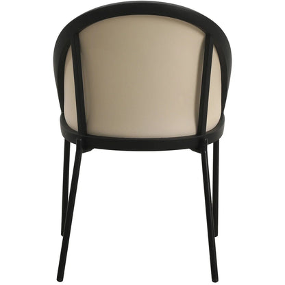 Urbane Dining Chair with Vinyl Fabric Seat and Wicker/Vinyl Backrest in Black Stainless Steel - Elax Furniture