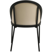 Urbane Dining Chair with Vinyl Fabric Seat and Wicker/Vinyl Backrest in Black Stainless Steel - Elax Furniture