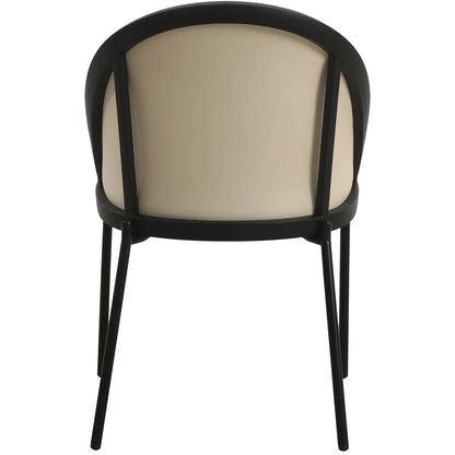 Urbane Dining Chair with Vinyl Fabric Seat and Wicker/Vinyl Backrest in Black Stainless Steel - Elax Furniture