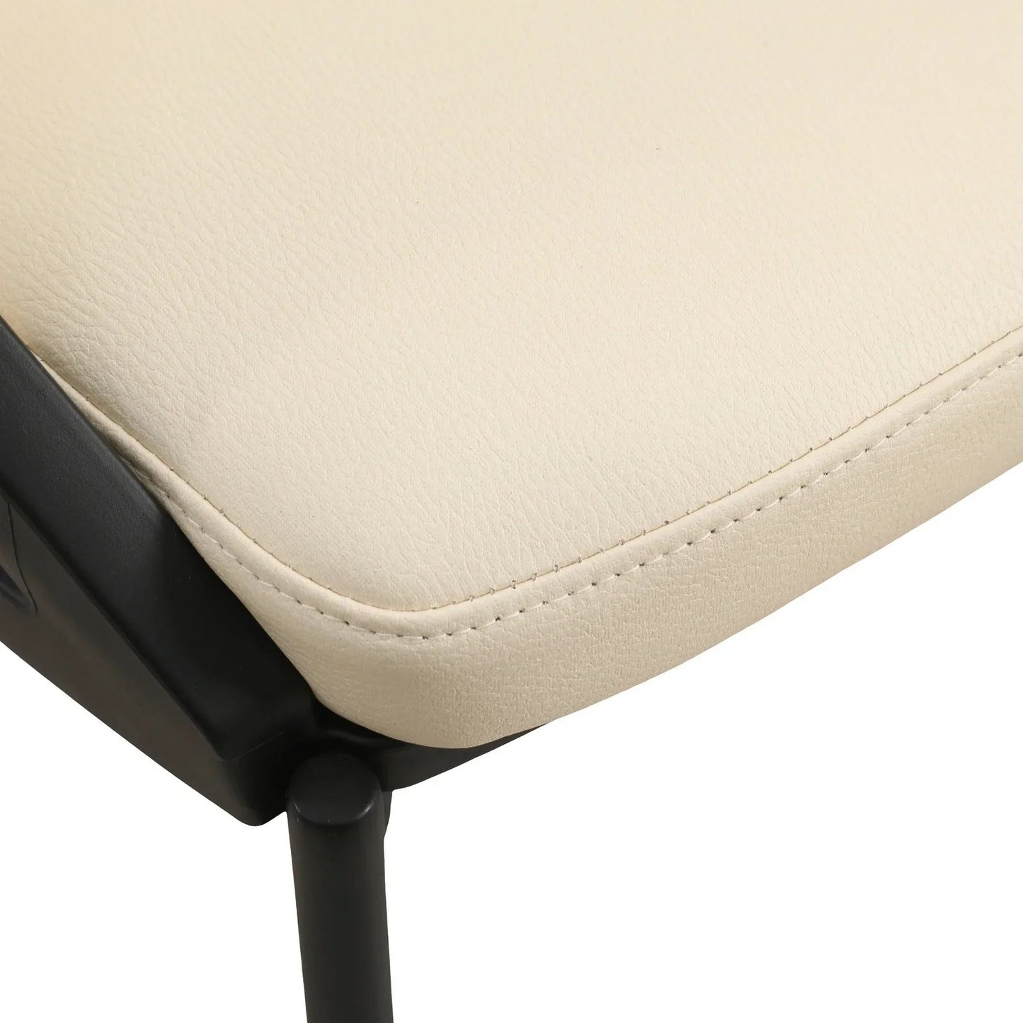 Urbane Dining Chair with Vinyl Fabric Seat and Wicker/Vinyl Backrest in Black Stainless Steel - Elax Furniture