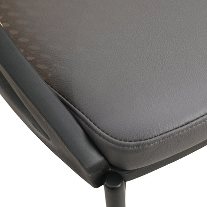 Urbane Dining Chair with Vinyl Fabric Seat and Wicker/Vinyl Backrest in Black Stainless Steel - Elax Furniture