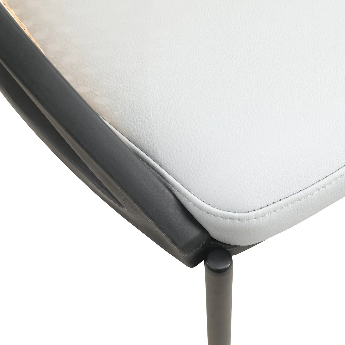 Urbane Dining Chair with Vinyl Fabric Seat and Wicker/Vinyl Backrest in Black Stainless Steel - Elax Furniture