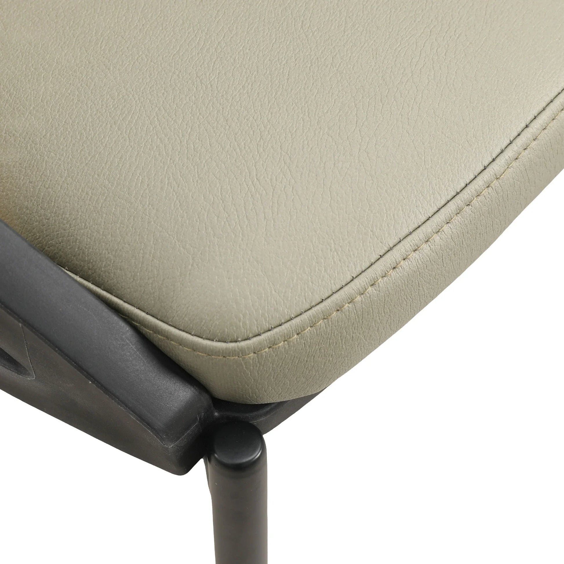 Urbane Dining Chair with Vinyl Fabric Seat and Wicker/Vinyl Backrest in Black Stainless Steel - Elax Furniture