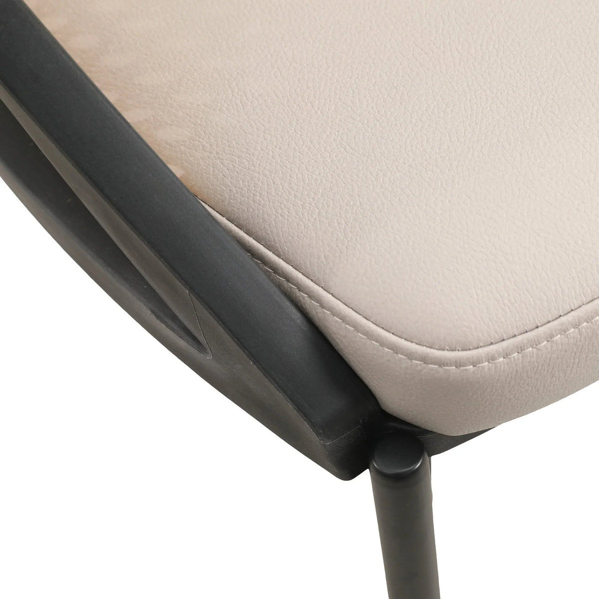Urbane Dining Chair with Vinyl Fabric Seat and Wicker/Vinyl Backrest in Black Stainless Steel - Elax Furniture